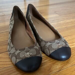COACH Chelsea Signature Canvas and Leather Ballet Flats Size 9